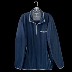 Antigua Blue Fleece Quarter Zip Pullover NFL New England Patriots Mens Sweater